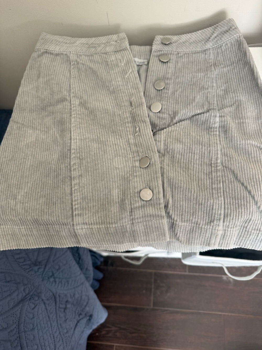 Charlotte Russe Light Gray Corduroy Button-Front Mini Skirt